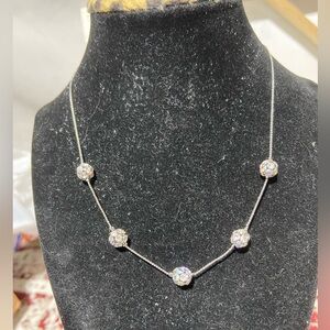 Lia Sophia Necklace, Silver Tone With Rhinestone Ball Clusters
